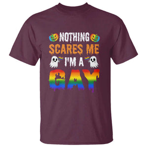 Funny Halloween LGBT T Shirt Nothing Scares Me I'm A Gay TS09 Maroon Print Your Wear