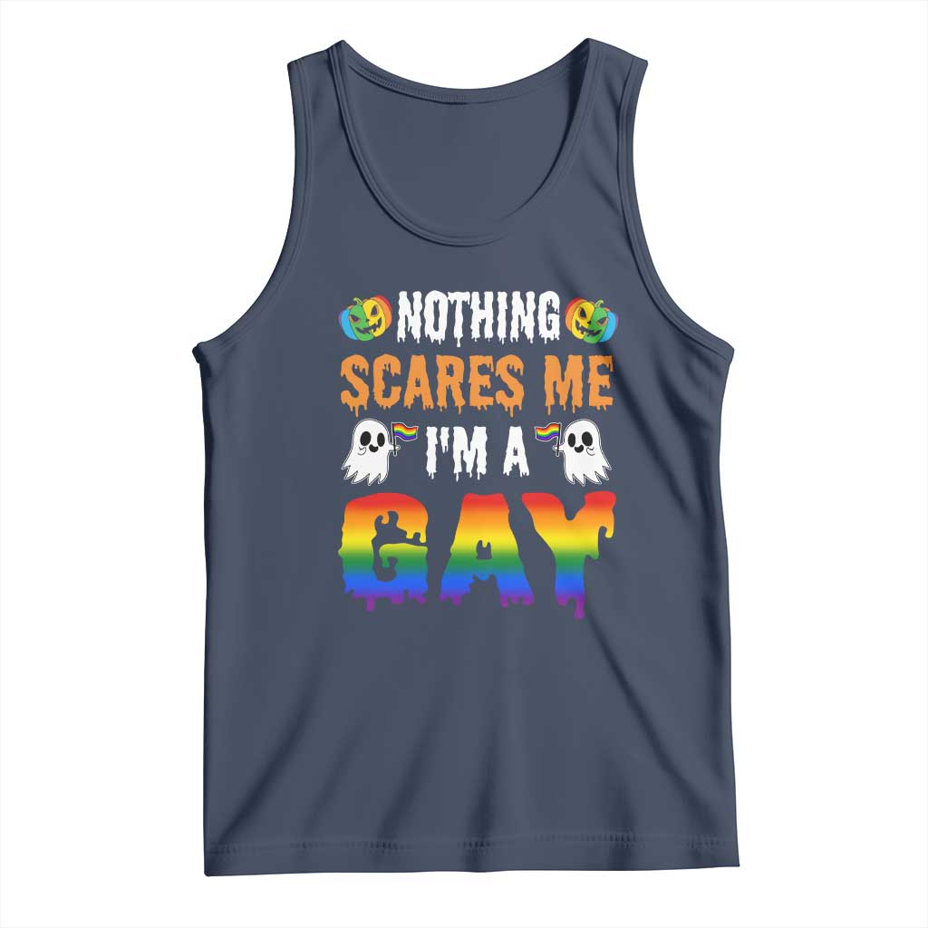 Funny Halloween LGBT Tank Top Nothing Scares Me I'm A Gay TS09 Navy Print Your Wear
