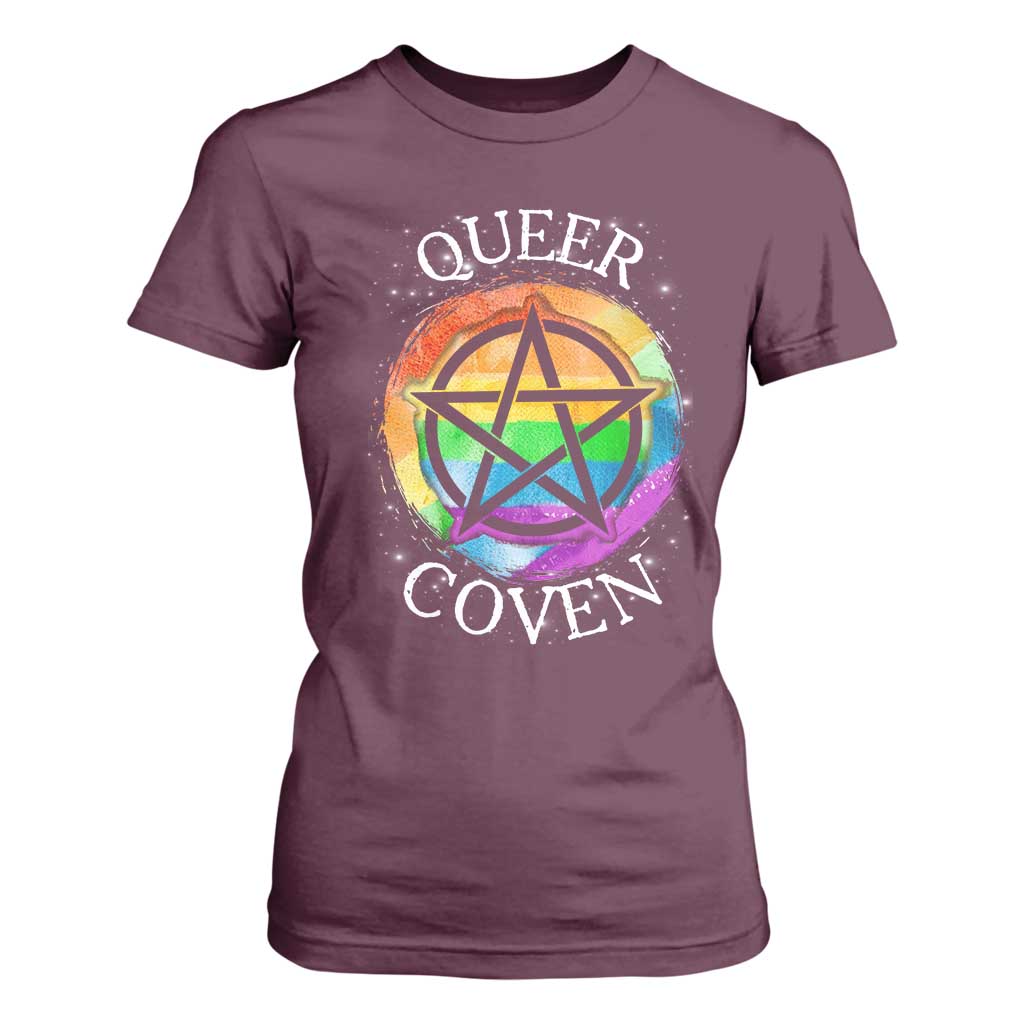 Funny Halloween LGBT T Shirt For Women Queer Coven TS09 Maroon Print Your Wear