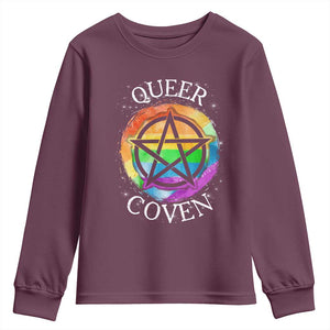 Funny Halloween LGBT Youth Sweatshirt Queer Coven TS09 Maroon Print Your Wear