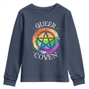 Funny Halloween LGBT Youth Sweatshirt Queer Coven TS09 Navy Print Your Wear