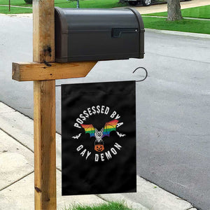 Funny Halloween LGBT Garden Flag Possessed By Gay Demon Rainbow Bat TS09 Print Your Wear
