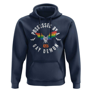 Funny Halloween LGBT Hoodie Possessed By Gay Demon Rainbow Bat TS09 Navy Print Your Wear