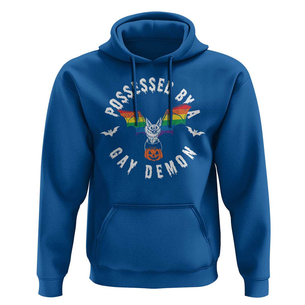 Funny Halloween LGBT Hoodie Possessed By Gay Demon Rainbow Bat TS09 Royal Blue Print Your Wear