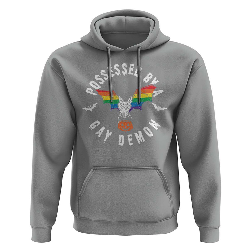 Funny Halloween LGBT Hoodie Possessed By Gay Demon Rainbow Bat TS09 Sport Gray Print Your Wear