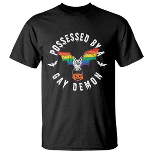 Funny Halloween LGBT T Shirt Possessed By Gay Demon Rainbow Bat TS09 Black Print Your Wear