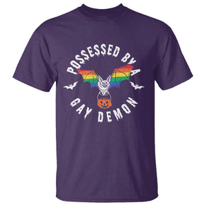 Funny Halloween LGBT T Shirt Possessed By Gay Demon Rainbow Bat TS09 Purple Print Your Wear