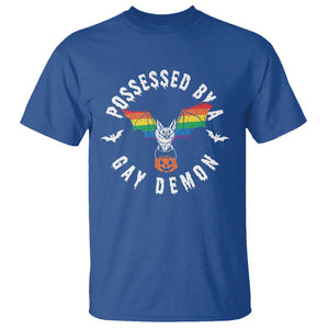 Funny Halloween LGBT T Shirt Possessed By Gay Demon Rainbow Bat TS09 Royal Blue Print Your Wear