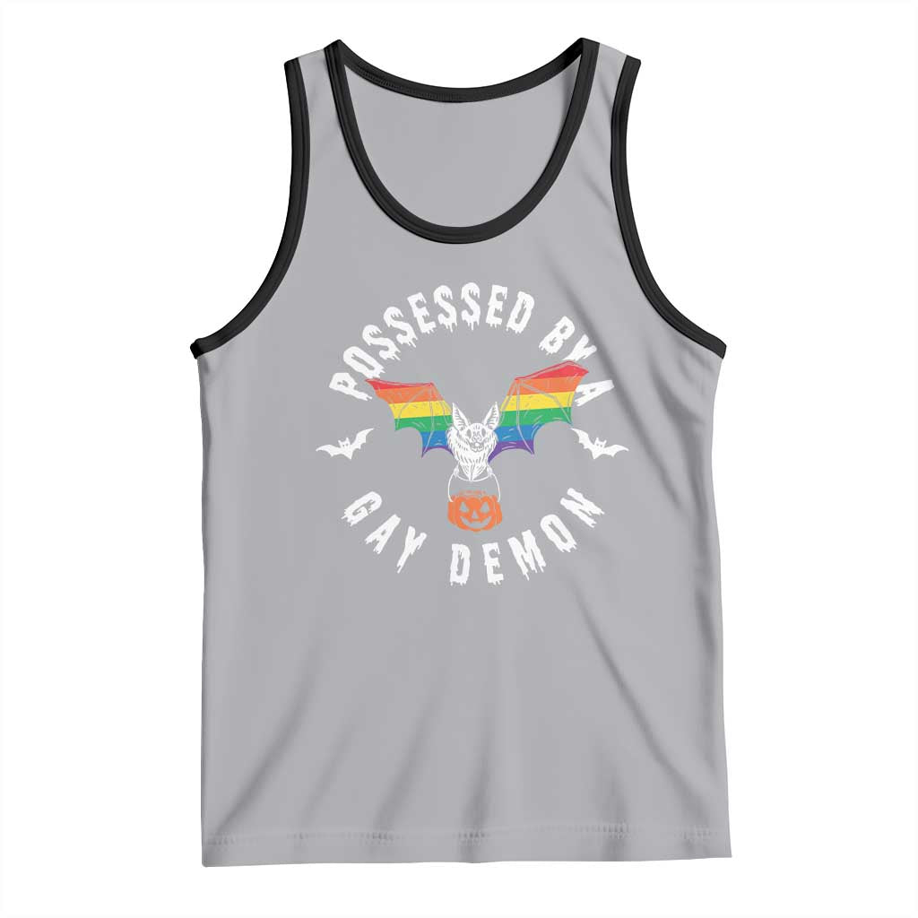 Funny Halloween LGBT Tank Top Possessed By Gay Demon Rainbow Bat TS09 Athletic Heather Black Print Your Wear
