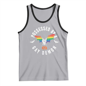 Funny Halloween LGBT Tank Top Possessed By Gay Demon Rainbow Bat TS09 Athletic Heather Black Print Your Wear