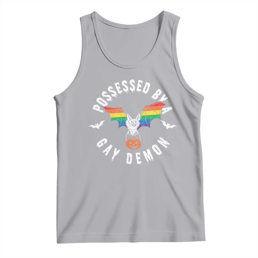 Funny Halloween LGBT Tank Top Possessed By Gay Demon Rainbow Bat TS09 Athletic Heather Print Your Wear