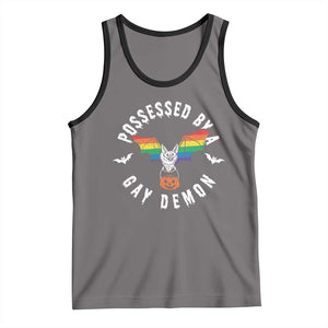 Funny Halloween LGBT Tank Top Possessed By Gay Demon Rainbow Bat TS09 Deep Heather Black Print Your Wear