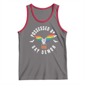 Funny Halloween LGBT Tank Top Possessed By Gay Demon Rainbow Bat TS09 Deep Heather Red Print Your Wear