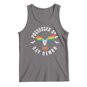 Funny Halloween LGBT Tank Top Possessed By Gay Demon Rainbow Bat TS09 Deep Heather Print Your Wear