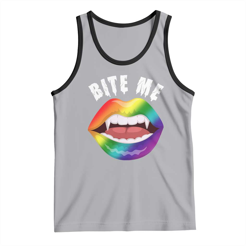 Vampire Gay Tank Top Bite Me Funny Halloween Spooky LGBT TS09 Athletic Heather Black Print Your Wear