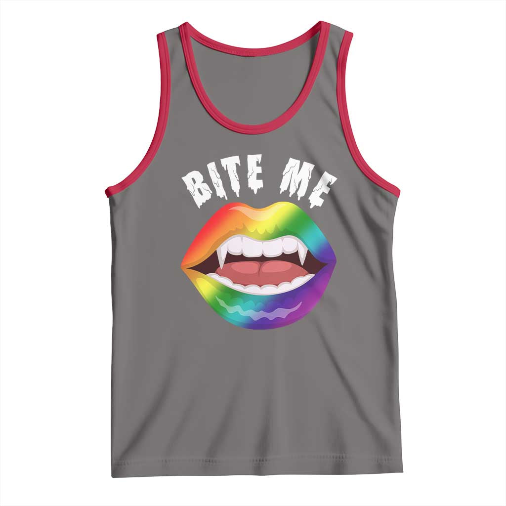 Vampire Gay Tank Top Bite Me Funny Halloween Spooky LGBT TS09 Deep Heather Red Print Your Wear