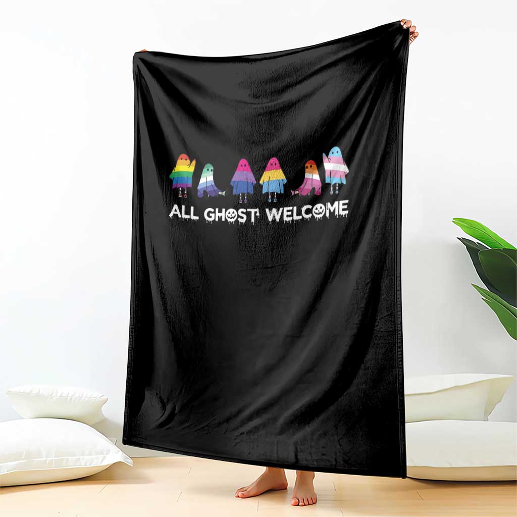 Funny Halloween Throw Blanket All Ghost Welcome Cute Ghost Rainbow TS09 Print Your Wear