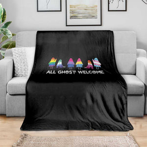 Funny Halloween Throw Blanket All Ghost Welcome Cute Ghost Rainbow TS09 Print Your Wear