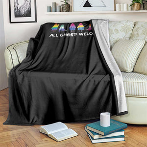 Funny Halloween Throw Blanket All Ghost Welcome Cute Ghost Rainbow TS09 Print Your Wear