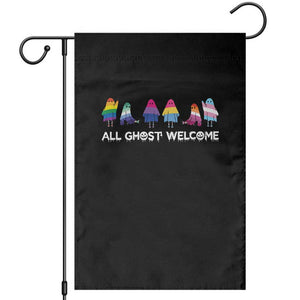Funny Halloween Garden Flag All Ghost Welcome Cute Ghost Rainbow TS09 Black Print Your Wear
