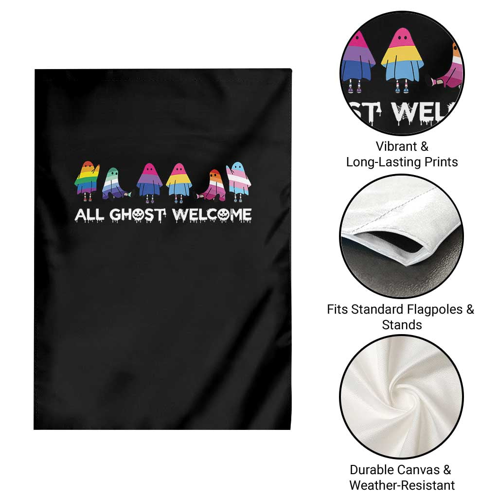 Funny Halloween Garden Flag All Ghost Welcome Cute Ghost Rainbow TS09 Print Your Wear