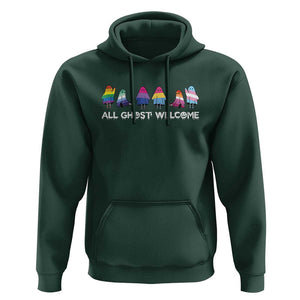 Funny Halloween Hoodie All Ghost Welcome Cute Ghost Rainbow TS09 Dark Forest Green Print Your Wear