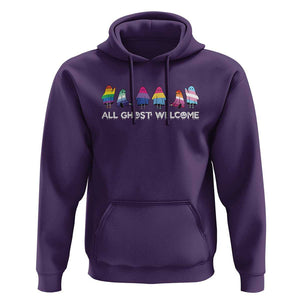 Funny Halloween Hoodie All Ghost Welcome Cute Ghost Rainbow TS09 Purple Print Your Wear