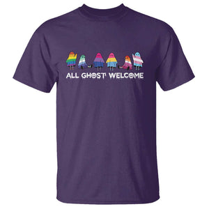 Funny Halloween T Shirt All Ghost Welcome Cute Ghost Rainbow TS09 Purple Print Your Wear