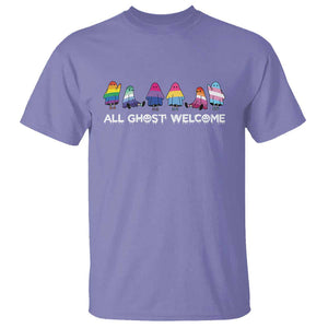 Funny Halloween T Shirt All Ghost Welcome Cute Ghost Rainbow TS09 Violet Print Your Wear