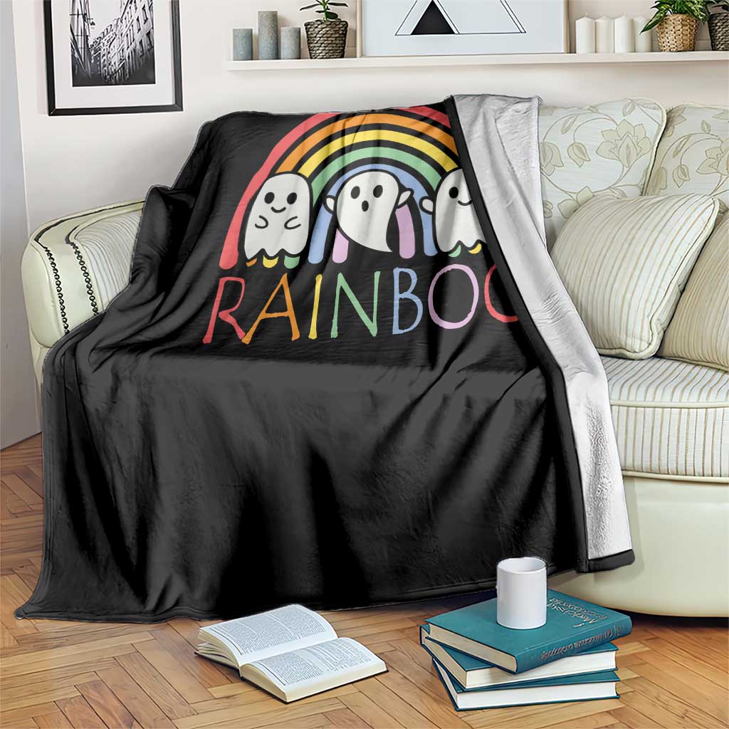 Funny Halloween Throw Blanket Rainboo Cute Ghost Rainbow TS09 Print Your Wear