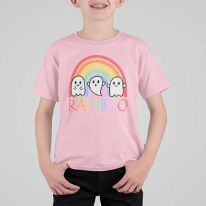 Funny Halloween T Shirt For Kid Rainboo Cute Ghost Rainbow TS09 Light Pink Print Your Wear