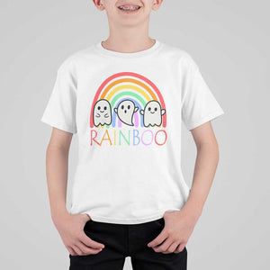 Funny Halloween T Shirt For Kid Rainboo Cute Ghost Rainbow TS09 White Print Your Wear