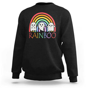 Funny Halloween Sweatshirt Rainboo Cute Ghost Rainbow TS09 Black Print Your Wear