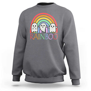 Funny Halloween Sweatshirt Rainboo Cute Ghost Rainbow TS09 Charcoal Print Your Wear