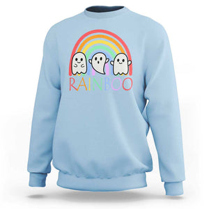 Funny Halloween Sweatshirt Rainboo Cute Ghost Rainbow TS09 Light Blue Print Your Wear