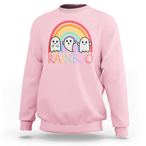 Funny Halloween Sweatshirt Rainboo Cute Ghost Rainbow TS09 Light Pink Print Your Wear