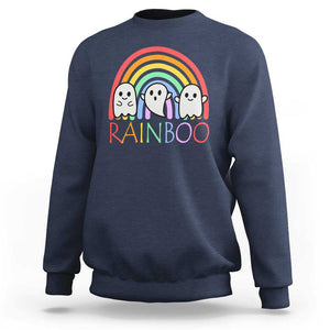 Funny Halloween Sweatshirt Rainboo Cute Ghost Rainbow TS09 Navy Print Your Wear