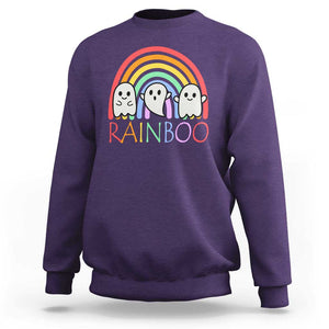 Funny Halloween Sweatshirt Rainboo Cute Ghost Rainbow TS09 Purple Print Your Wear