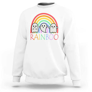Funny Halloween Sweatshirt Rainboo Cute Ghost Rainbow TS09 White Print Your Wear