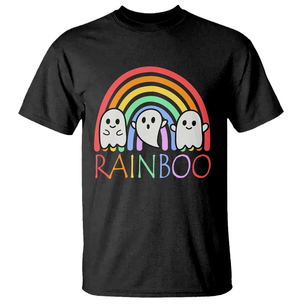 Funny Halloween T Shirt Rainboo Cute Ghost Rainbow TS09 Black Print Your Wear