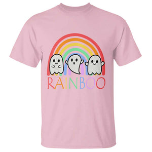 Funny Halloween T Shirt Rainboo Cute Ghost Rainbow TS09 Light Pink Print Your Wear