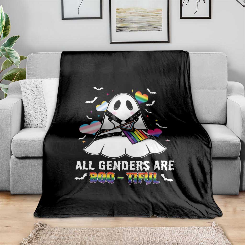 Funny Halloween LGBT Throw Blanket All Genders Are Bootiful Rainbow Flag TS09 Print Your Wear