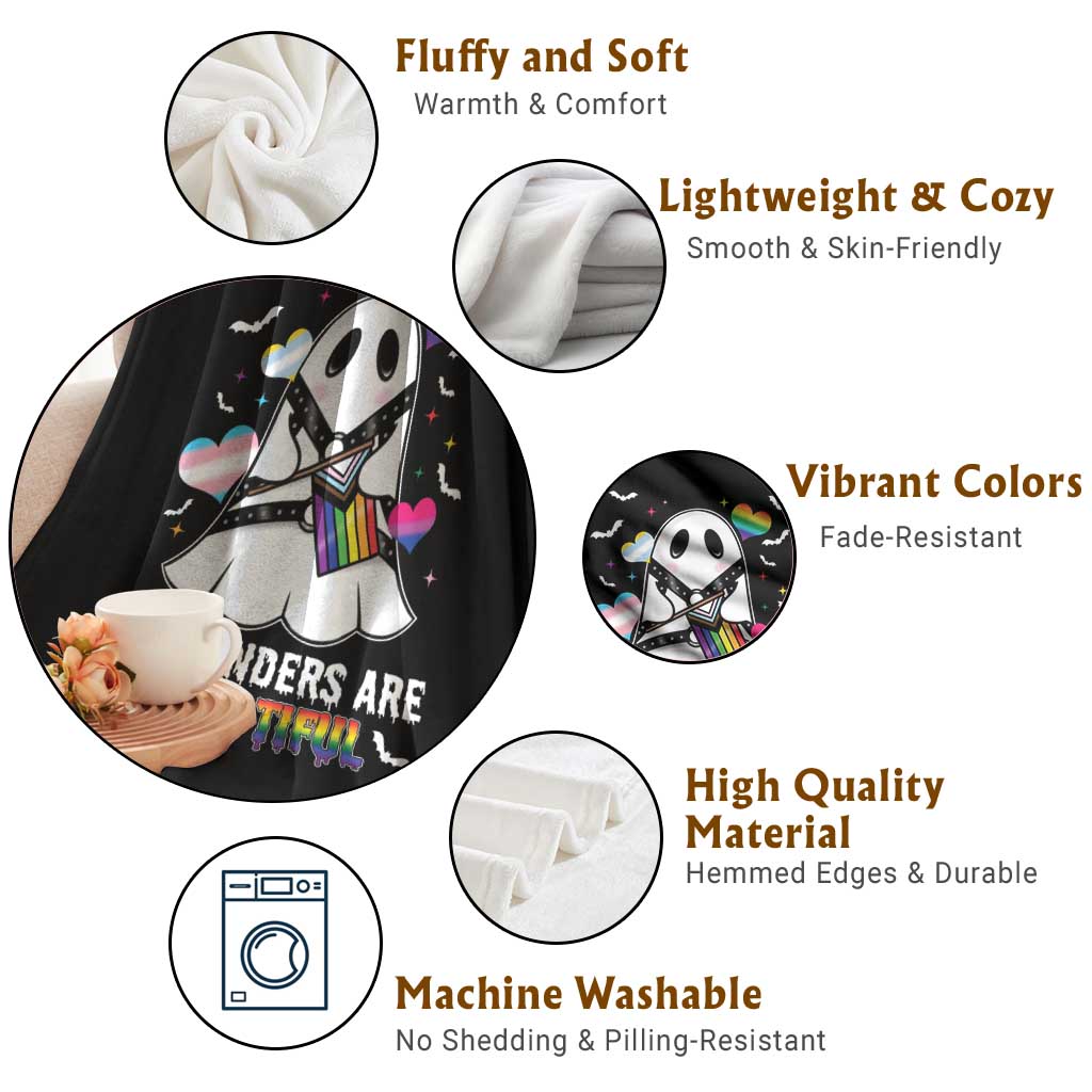 Funny Halloween LGBT Throw Blanket All Genders Are Bootiful Rainbow Flag TS09 Print Your Wear