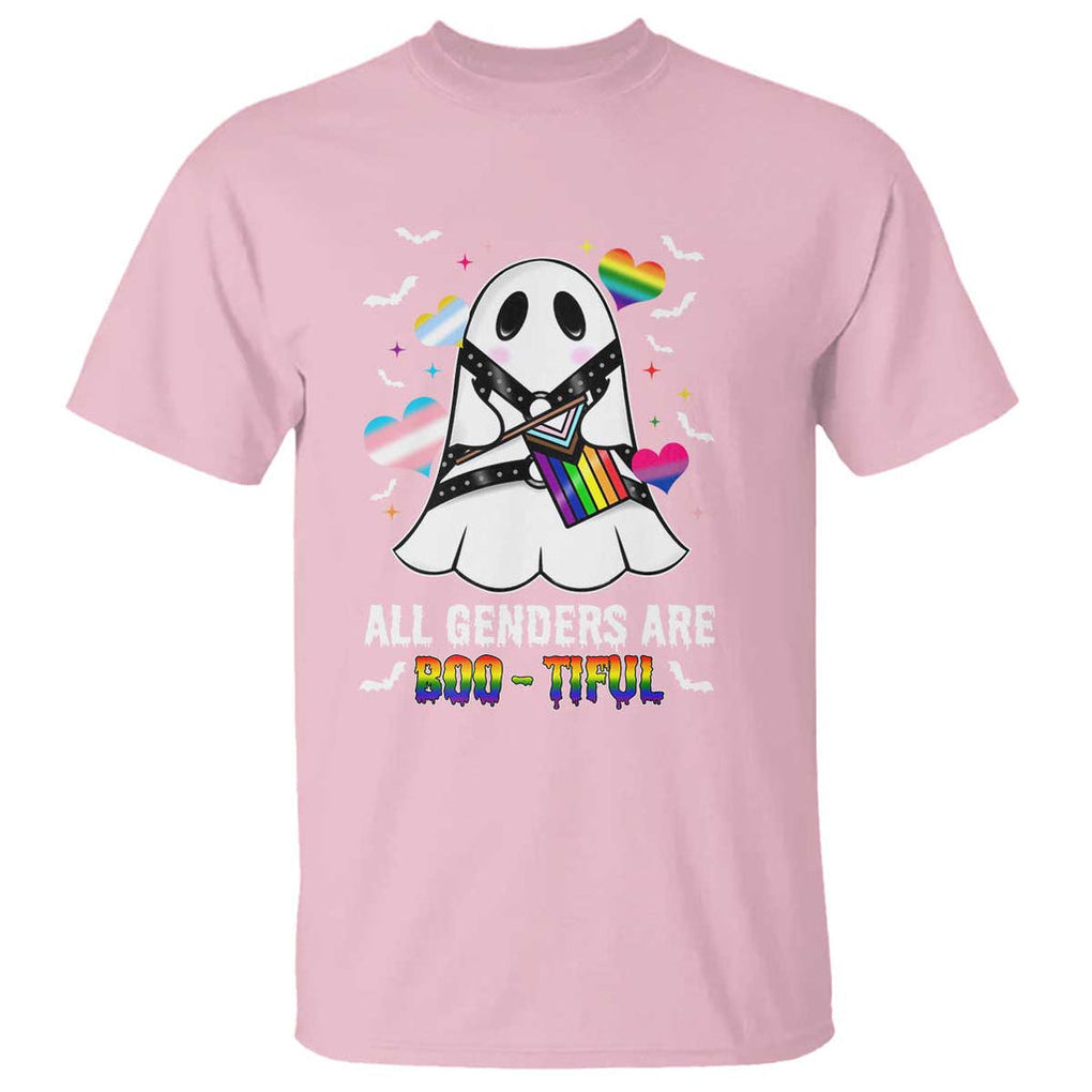 Funny Halloween LGBT T Shirt All Genders Are Bootiful Rainbow Flag TS09 Light Pink Print Your Wear