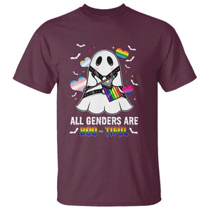 Funny Halloween LGBT T Shirt All Genders Are Bootiful Rainbow Flag TS09 Maroon Print Your Wear