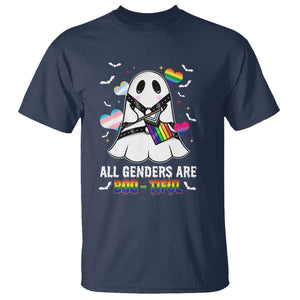 Funny Halloween LGBT T Shirt All Genders Are Bootiful Rainbow Flag TS09 Navy Print Your Wear