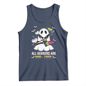 Funny Halloween LGBT Tank Top All Genders Are Bootiful Rainbow Flag TS09 Navy Print Your Wear