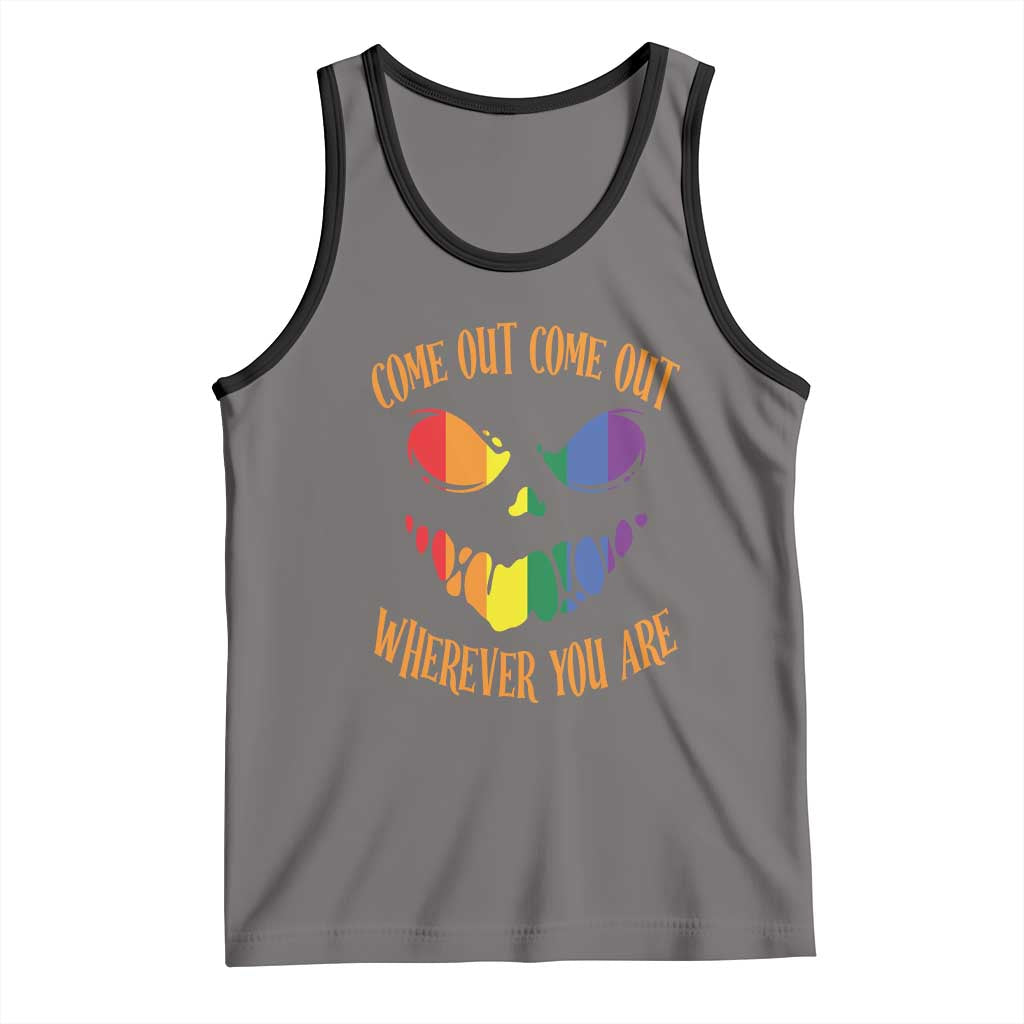 Funny Halloween LGBT Tank Top Come Out Wherever You Are TS09 Deep Heather Black Print Your Wear