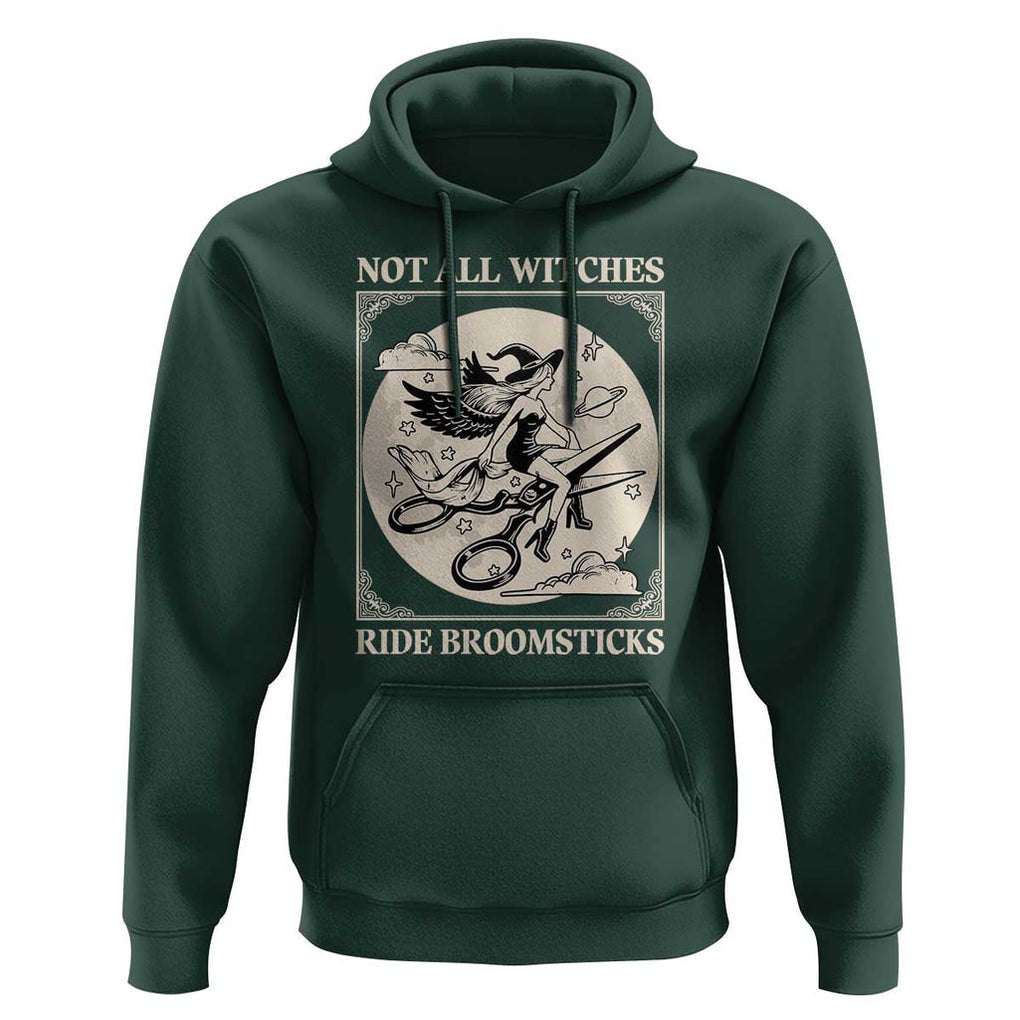 Funny Halloween Lesbian Hoodie Some Witches Don't Ride Broomsticks Les Witch TS09 Dark Forest Green Print Your Wear