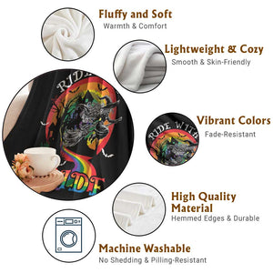 Funny Halloween LGBT Throw Blanket Ride With Pride Witch Rainbow Spooky And Pride TS09 Print Your Wear